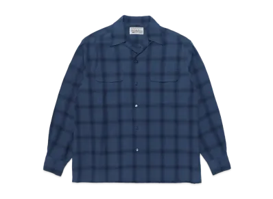 WACKO MARIA CHECK OPEN COLLAR SHIRT "Navy"