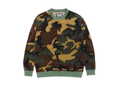 WACKO MARIA WOODLAND CAMO VELOUR SWEAT SHIRT "Olive"