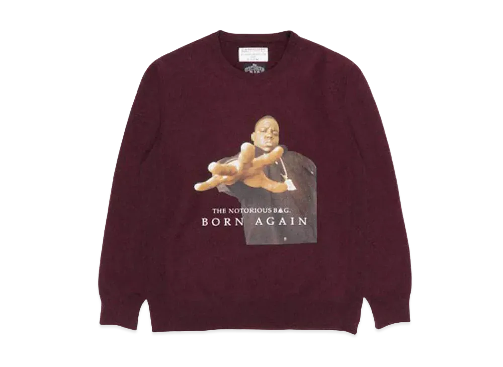 WACKO MARIA THE NOTORIOUS B.I.G. HEAVY WEIGHT SWEAT SHIRT "BURGUNDY"