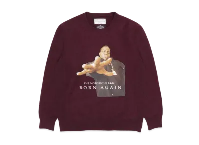 WACKO MARIA THE NOTORIOUS B.I.G. HEAVY WEIGHT SWEAT SHIRT "BURGUNDY"