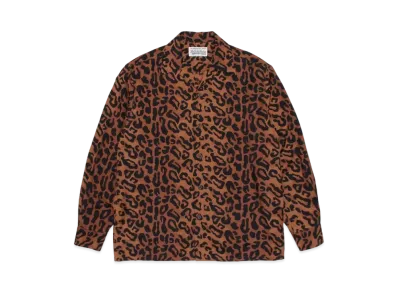 WACKO MARIA Leopard OPEN COLLAR SHIRT "Brown"