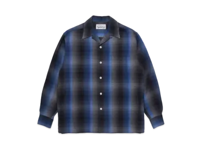 WACKO MARIA CHECK OPEN COLLAR SHIRT "Blue/Black"