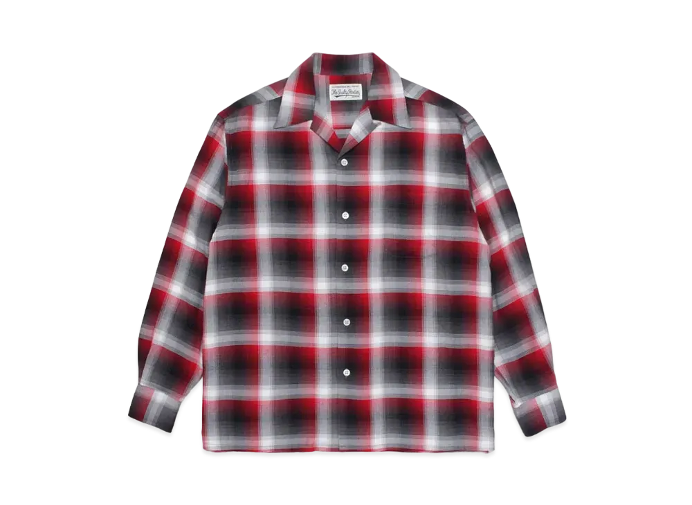 WACKO MARIA CHECK OPEN COLLAR SHIRT "Red/White"