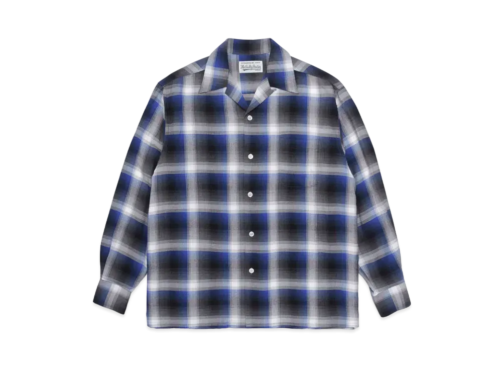 WACKO MARIA CHECK OPEN COLLAR SHIRT "Blue/White"