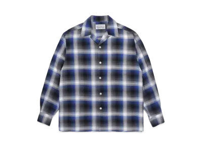 WACKO MARIA CHECK OPEN COLLAR SHIRT "Blue/White"