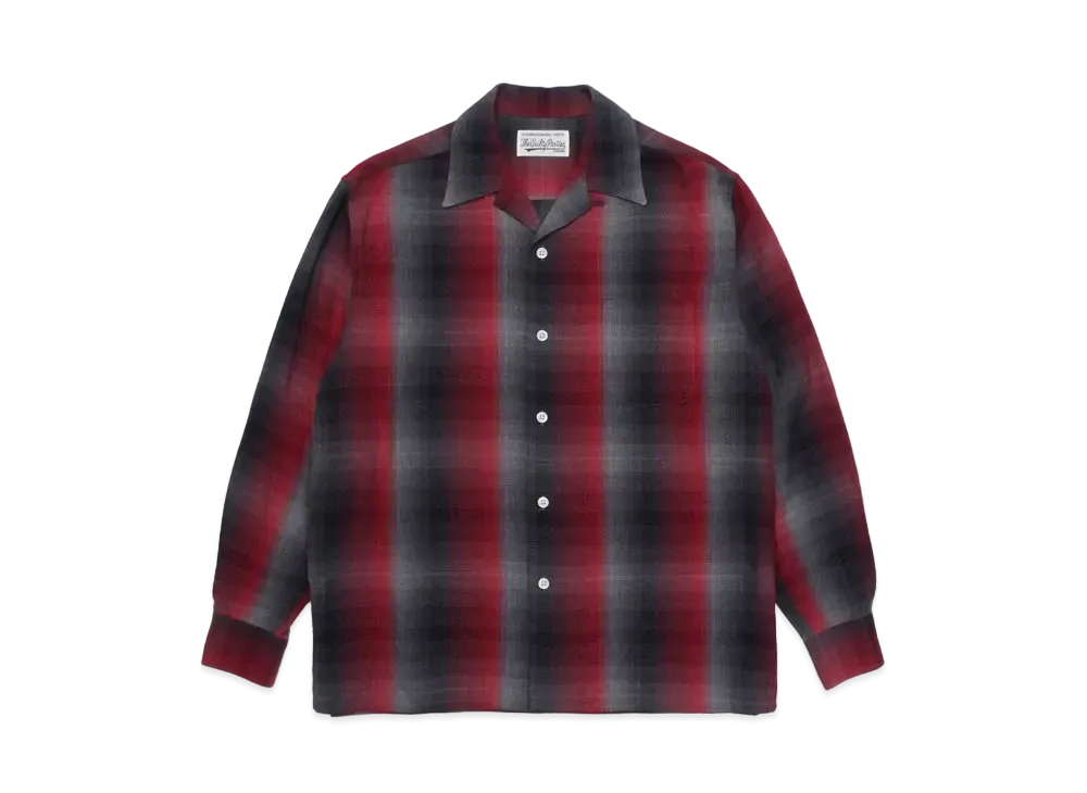 WACKO MARIA CHECK OPEN COLLAR SHIRT "Red/Black"