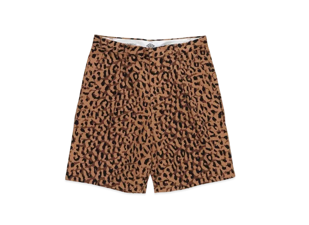 WACKO MARIA DICKIES Leopard PLEATED SHORT TROUSERS "Brown"