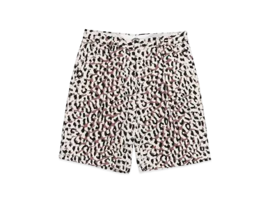 WACKO MARIA DICKIES Leopard PLEATED SHORT TROUSERS "White"