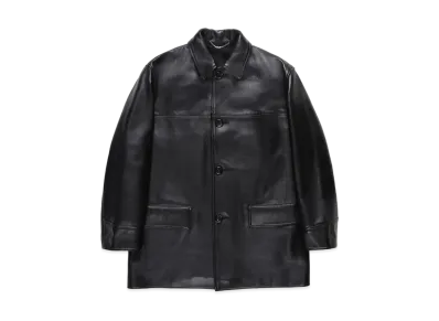 WACKO MARIA LEATHER CAR COAT "Black"