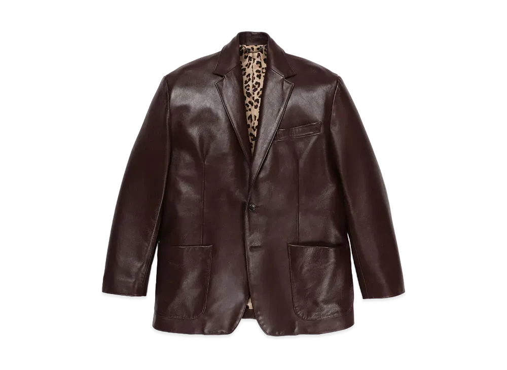 WACKO MARIA LEATHER SINGLE BREASTED JACKET "Brown"