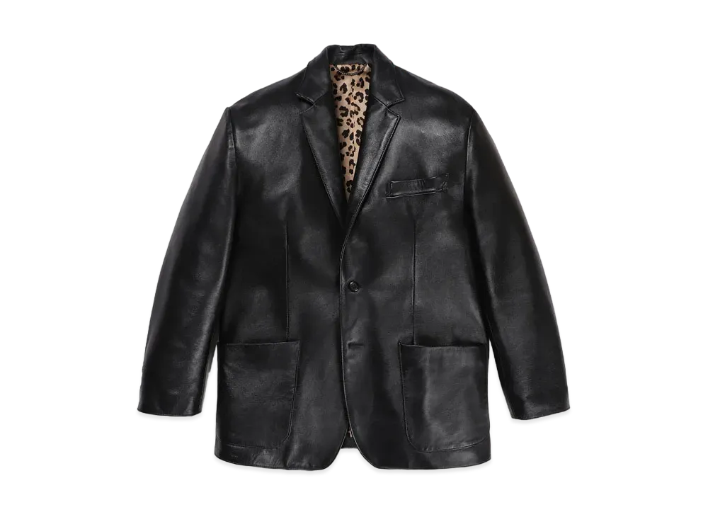 WACKO MARIA LEATHER SINGLE BREASTED JACKET "Black"