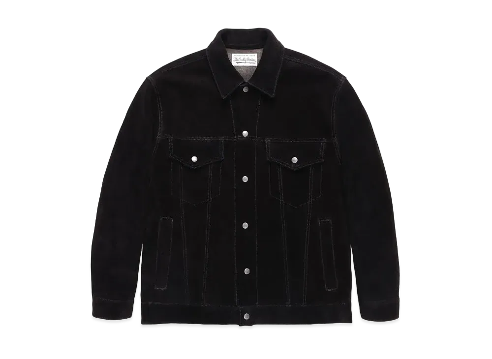 WACKO MARIA SUEDE LEATHER TRUCKER JACKET "Black"
