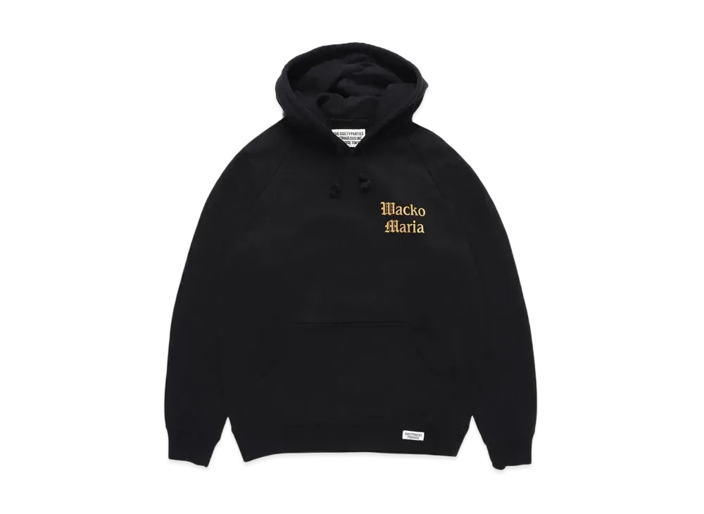 WACKO MARIA WASHED HEAVY WEIGHT PULL OVER HOODED SWEAT SHIRT "Black"