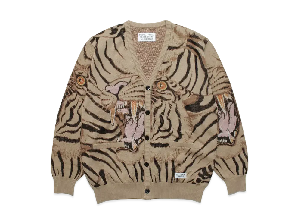 WACKO MARIA TIM LEHI / KNIT JAQUARD CARDIGAN "Beige"