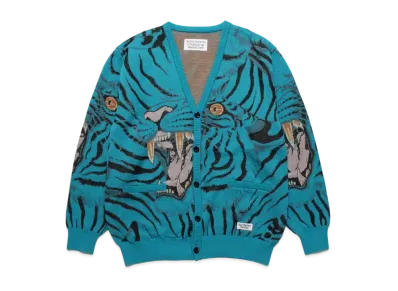WACKO MARIA TIM LEHI / KNIT JAQUARD CARDIGAN "Turquoise"
