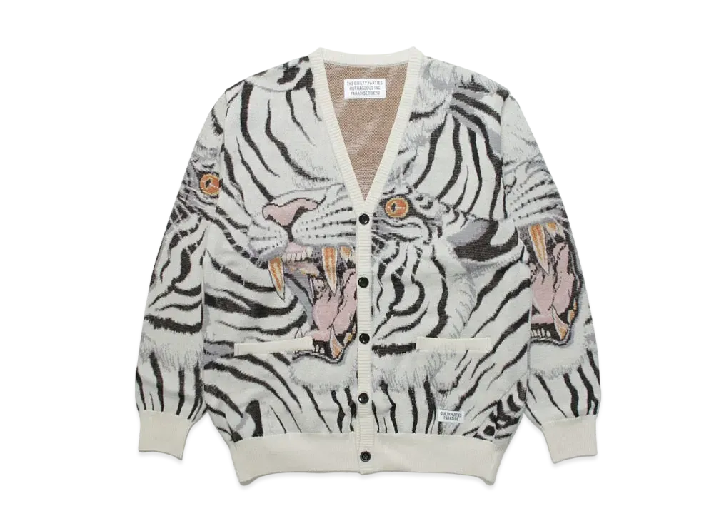 WACKO MARIA TIM LEHI / KNIT JAQUARD CARDIGAN "White"