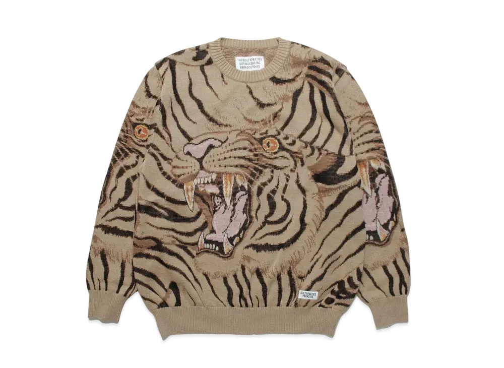 WACKO MARIA TIM LEHI / KNIT JAQUARD SWEATER "Beige"