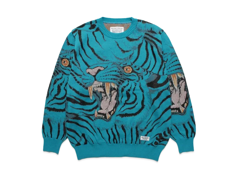 WACKO MARIA TIM LEHI / KNIT JAQUARD SWEATER "Turquoise"