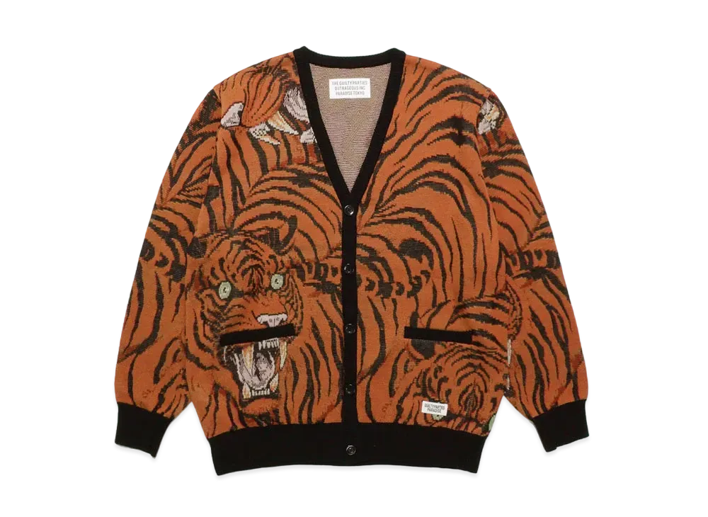 WACKO MARIA TIM LEHI / KNIT JAQUARD CARDIGAN "Orange"