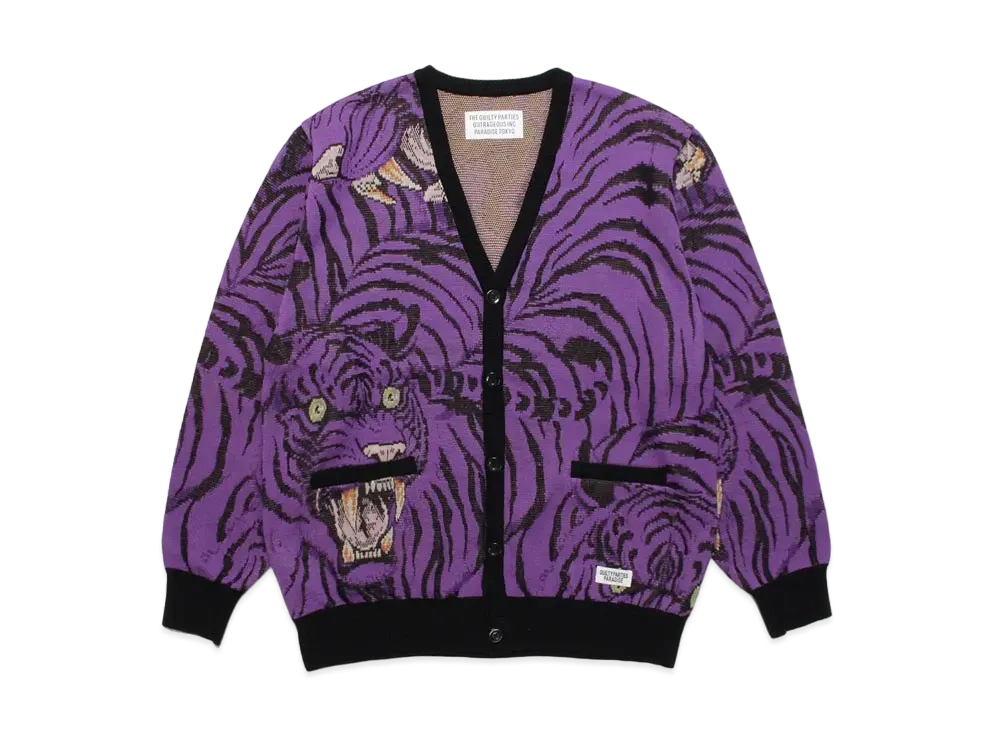 WACKO MARIA TIM LEHI / KNIT JAQUARD CARDIGAN "Purple"