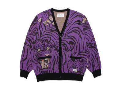 WACKO MARIA TIM LEHI / KNIT JAQUARD CARDIGAN "Purple"