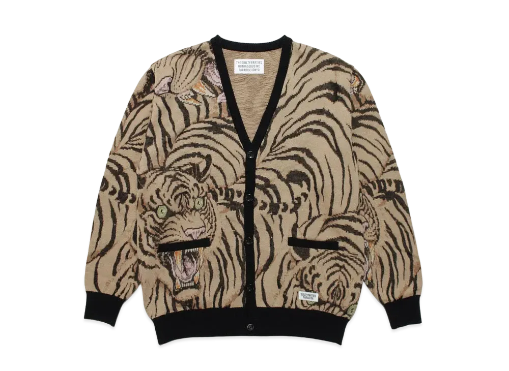 WACKO MARIA TIM LEHI / KNIT JAQUARD CARDIGAN "Beige"