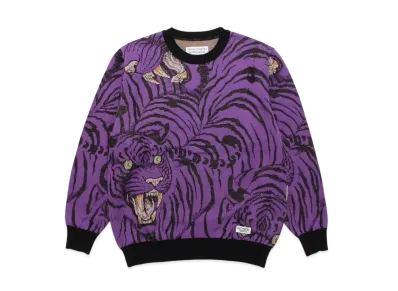 WACKO MARIA TIM LEHI / KNIT JAQUARD SWEATER "Purple"