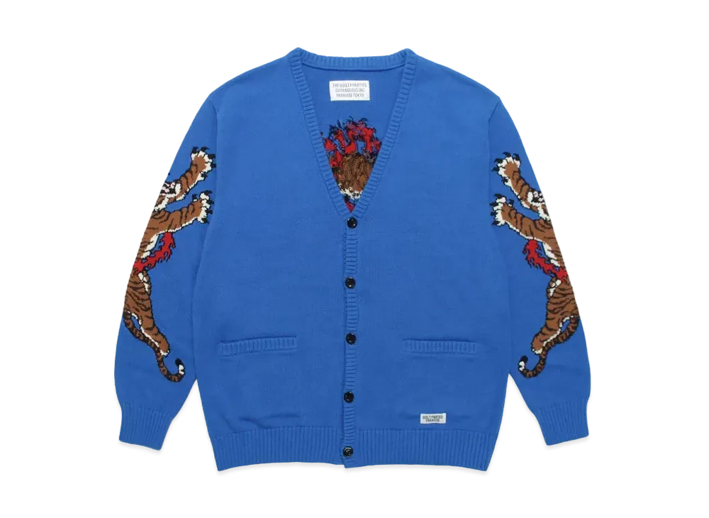 WACKO MARIA TIM LEHI / INTARSIA KNIT CARDIGAN "Blue"