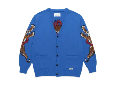 WACKO MARIA TIM LEHI / INTARSIA KNIT CARDIGAN "Blue"