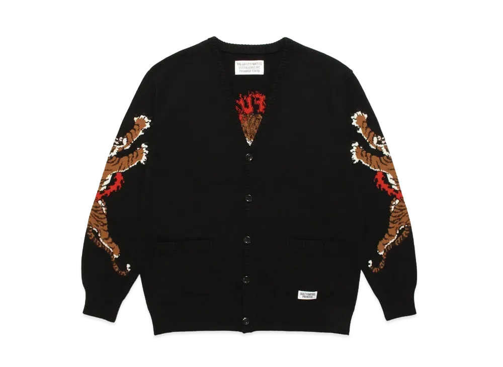 WACKO MARIA TIM LEHI / INTARSIA KNIT CARDIGAN "Black"