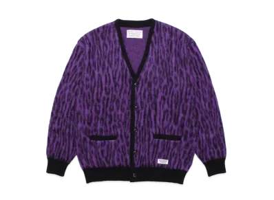 WACKO MARIA LEOPARD MOHAIR KNIT CARDIGAN "Purple"