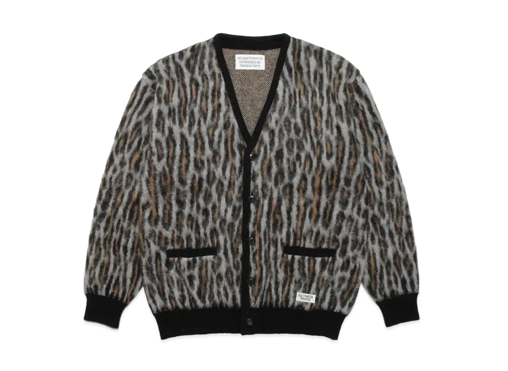 WACKO MARIA LEOPARD MOHAIR KNIT CARDIGAN "Gray"