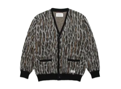 WACKO MARIA LEOPARD MOHAIR KNIT CARDIGAN "Gray"