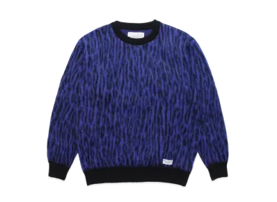 WACKO MARIA LEOPARD MOHAIR KNIT SWEATER "Blue"