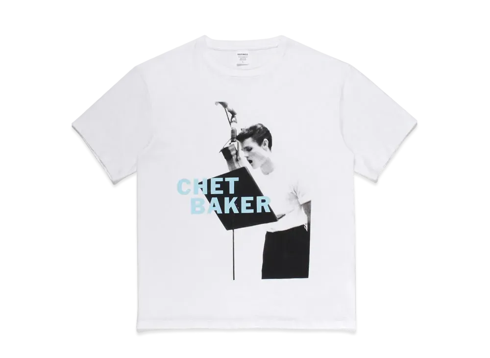 WACKO MARIA CHET BAKER / WASHED HEAVY WEIGHT T-SHIRT #3 "BlWhiteck"
