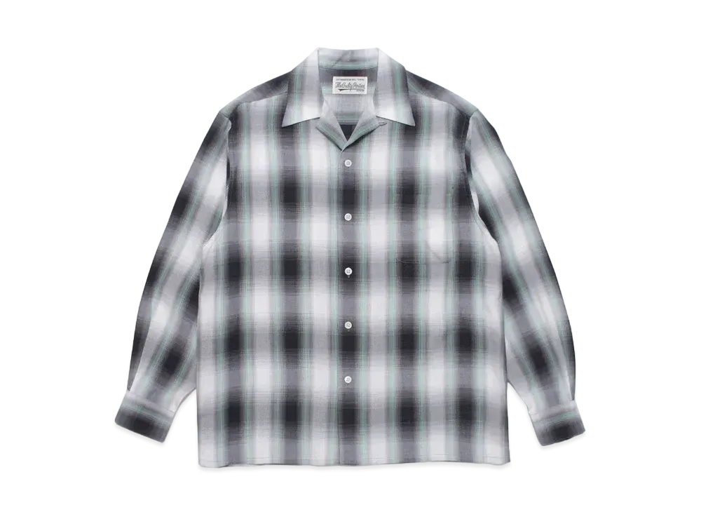 WACKO MARIA CHECK OPEN COLLAR SHIRT "Green"