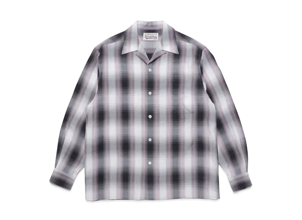 WACKO MARIA CHECK OPEN COLLAR SHIRT "Pink"