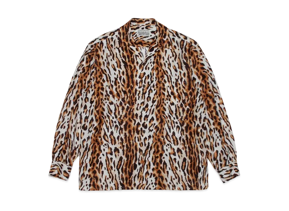 WACKO MARIA Leopard Open Collar Shirt "White"