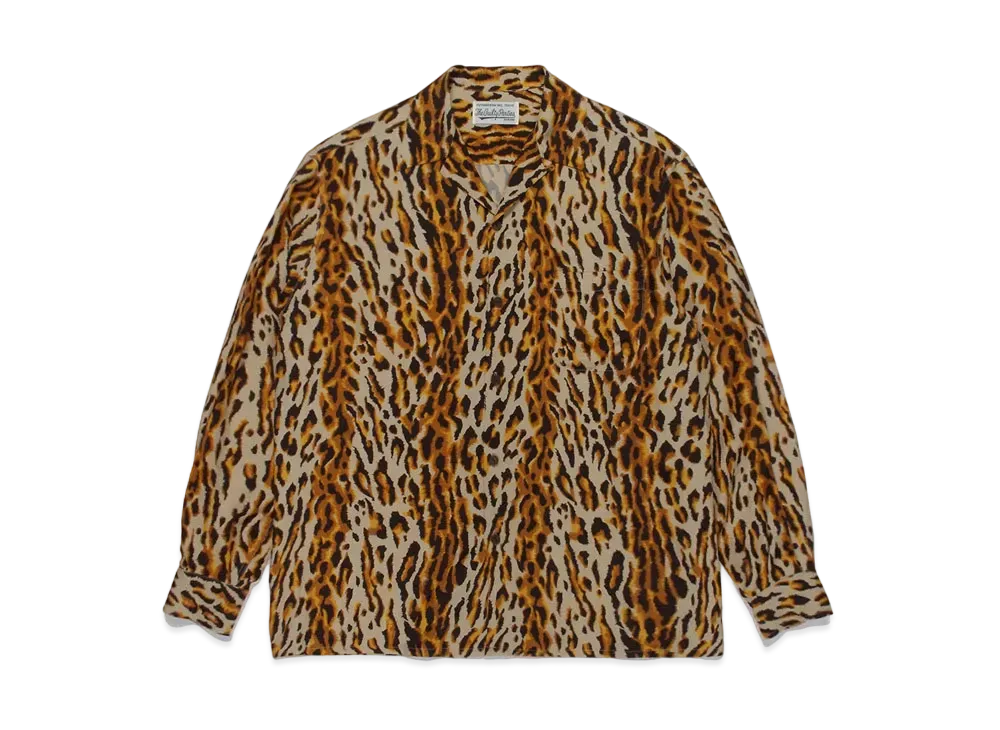 WACKO MARIA Leopard Open Collar Shirt "Brown"