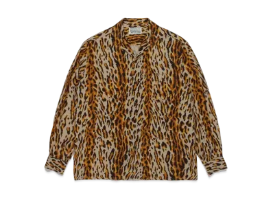 WACKO MARIA Leopard Open Collar Shirt "Brown"