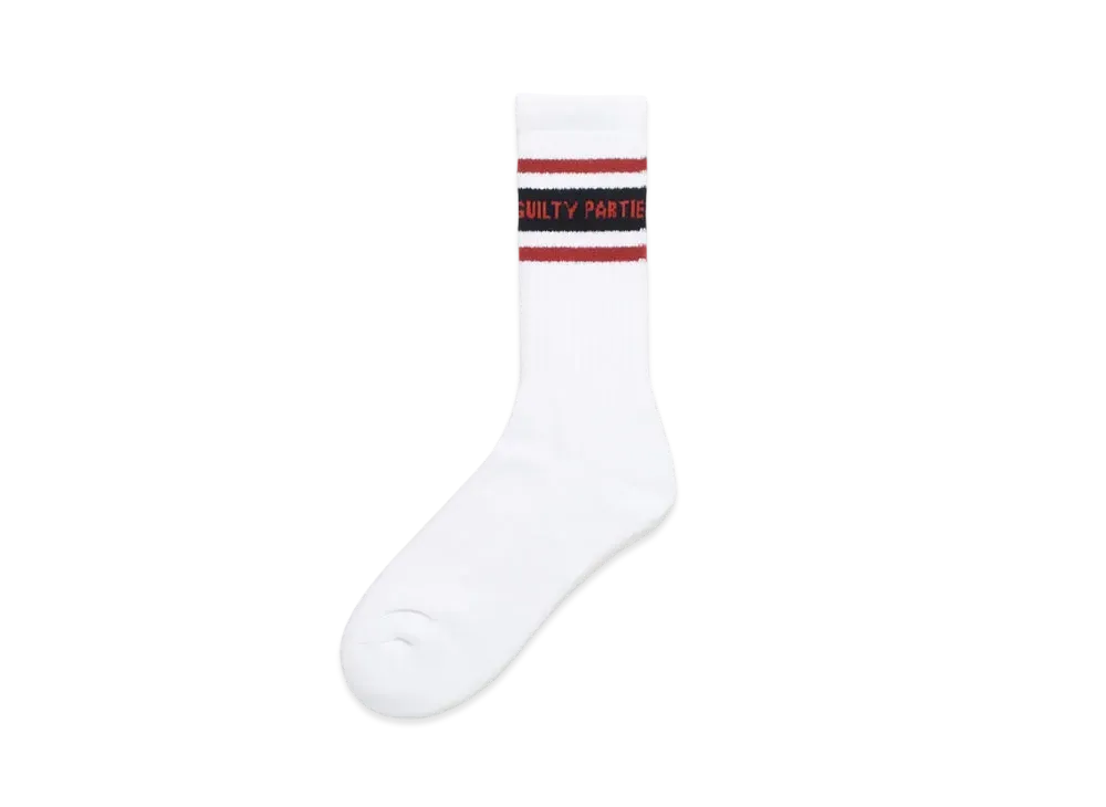 WACKO MARIA Sports Socks "White Burgundy"