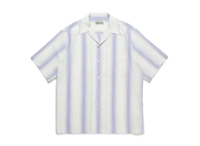 WACKO MARIA Striped Open Collar Shirt "White"