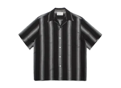 WACKO MARIA Striped Open Collar Shirt "Black"