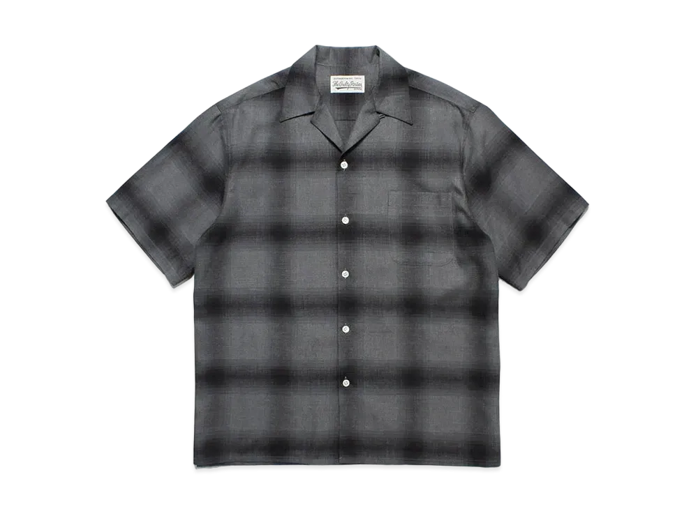 WACKO MARIA Check Open Collar Shirt "Gray/Black"
