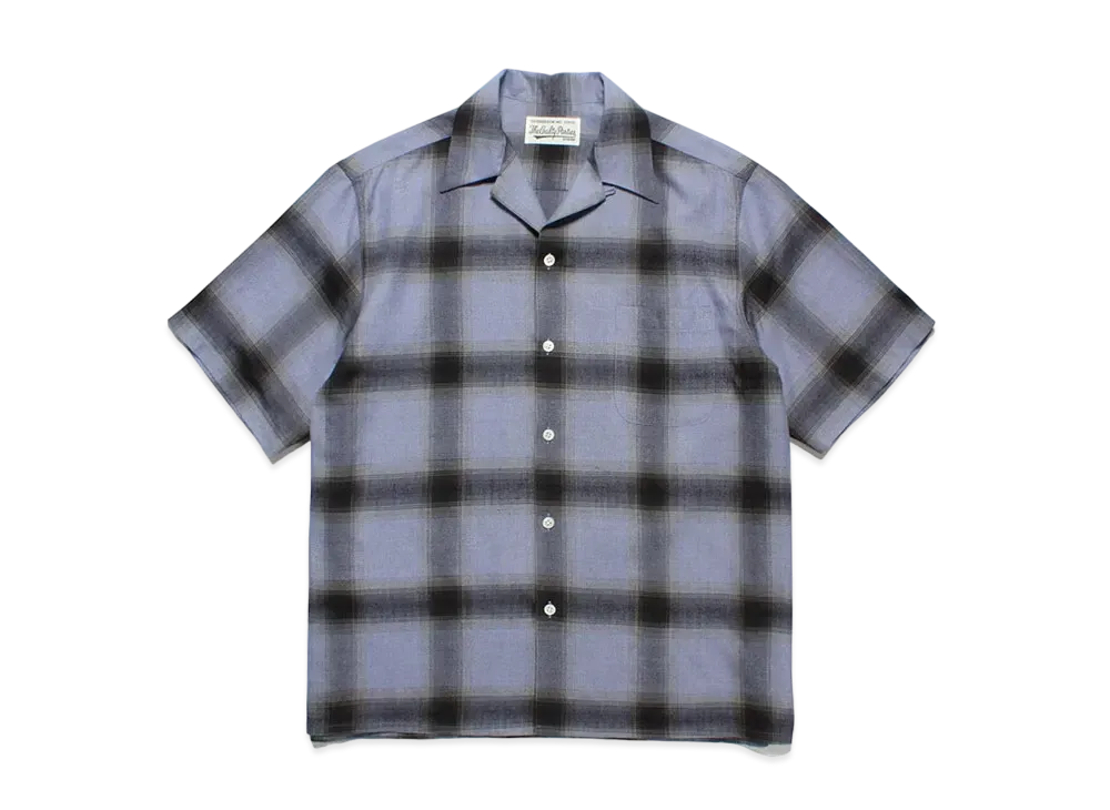 WACKO MARIA Check Open Collar Shirt "Purple/Black"