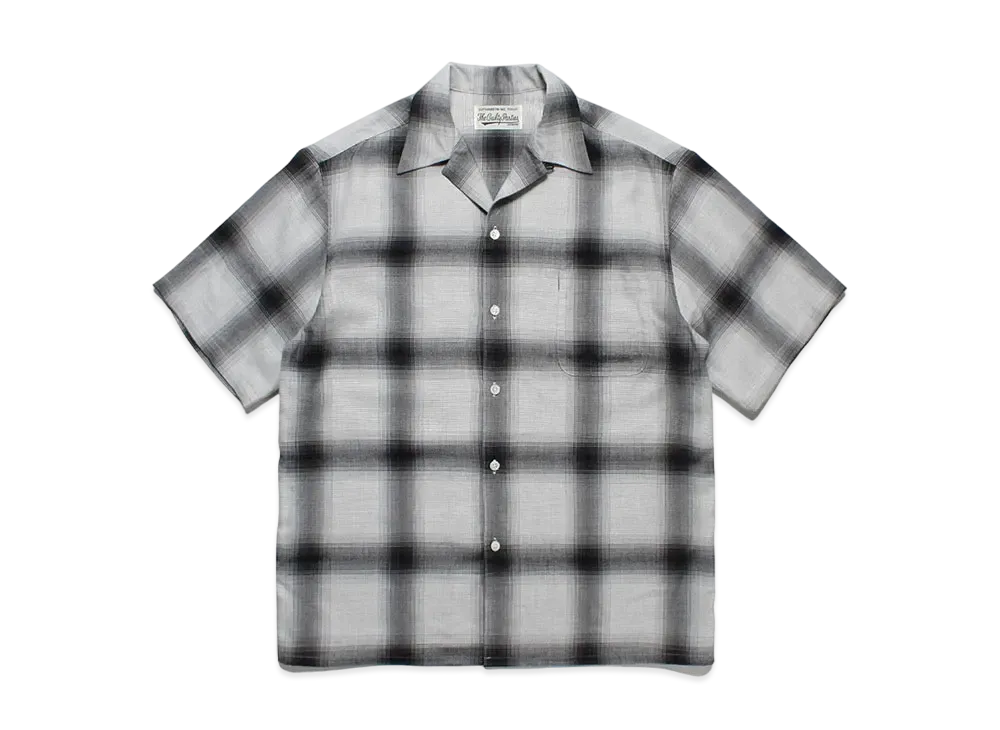 WACKO MARIA Check Open Collar Shirt "White/Black"