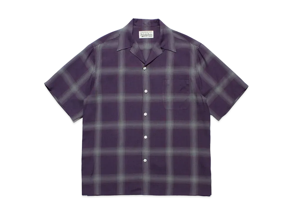 WACKO MARIA Check Open Collar Shirt "Purple"