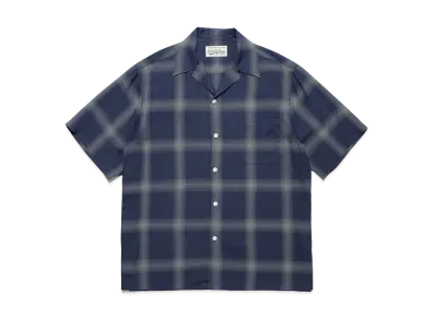 WACKO MARIA Check Open Collar Shirt "Navy"