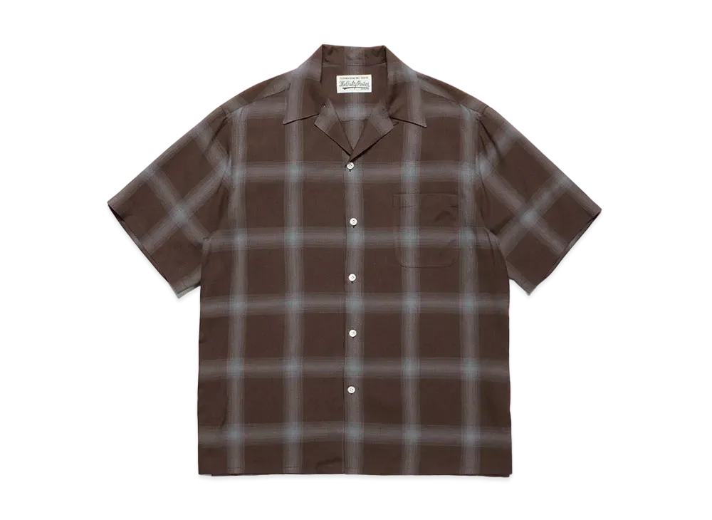 WACKO MARIA Check Open Collar Shirt "Brown"