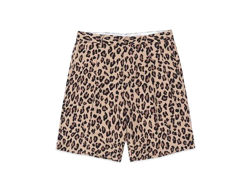 WACKO MARIA Dickies / Leopard Double Pleated Short Trousers "Beige"
